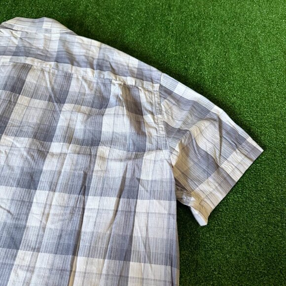 Van Heusen Short Sleeve Button Up Plaid Gray Easy Care Shirt Big Size XXL NEW - Picture 15 of 15